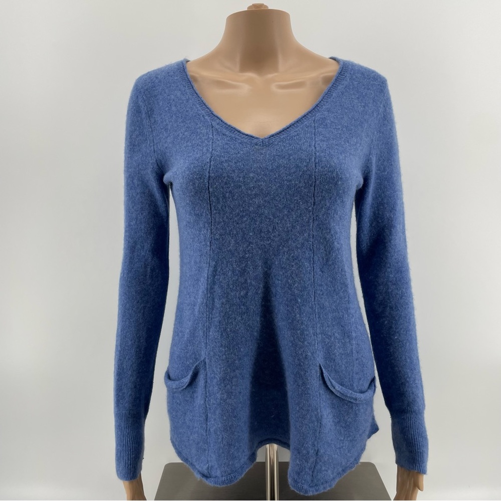 Saffron Blue Cashmere V-Neck Sweater M